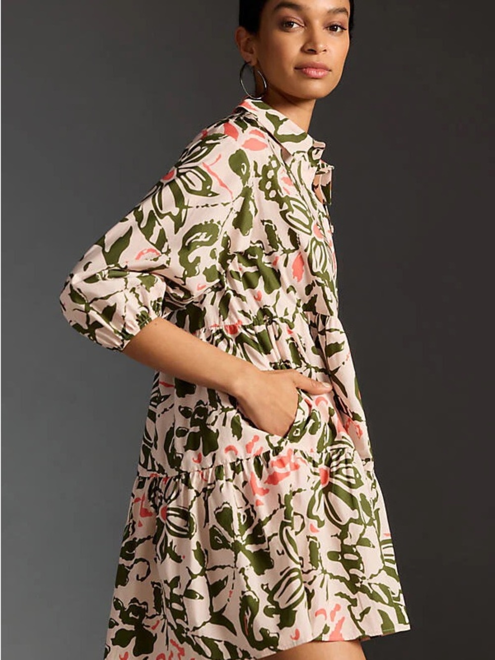 Maeve by Anthropologie Bettina Tiered Mini Shirtdress